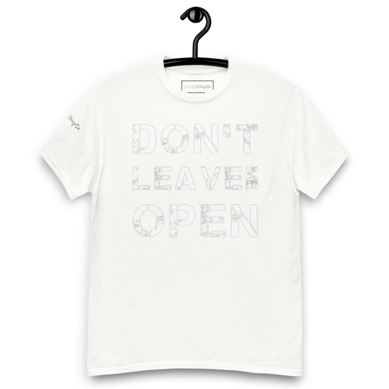 “Don’t Leave Me Open” Whiteout Edition T-shirt by Ballaxy Clothing Co.